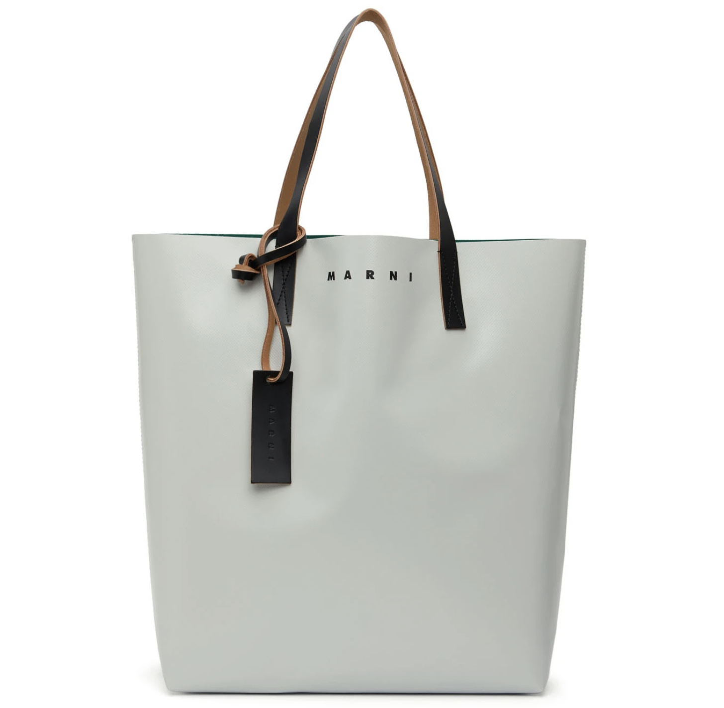 MARNI Off-White & Green PVC Shopping Tote Bag