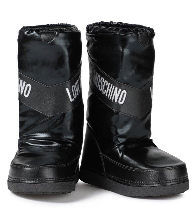 LOVE MOSCHINO Appliquéd faux leather snow boots