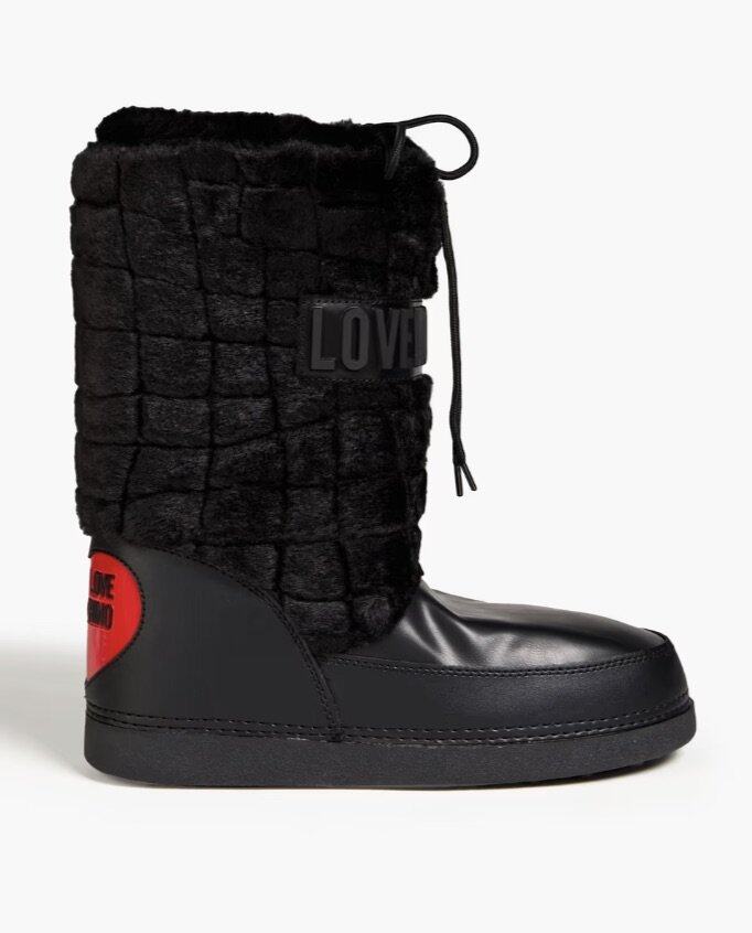 LOVE MOSCHINO Quilted faux fur and leather snow boots