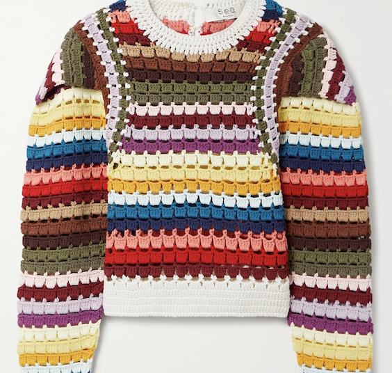 SEA Ziggy striped crochet-knit sweater