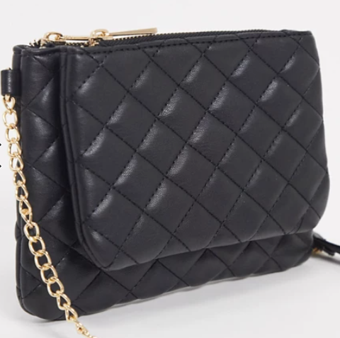ASOS Glamorous Exclusive cross body bag with double compartments in black with chain handle