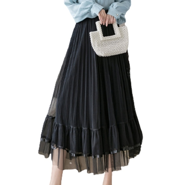 Halo Layered Net Yarn Pleated Skirt