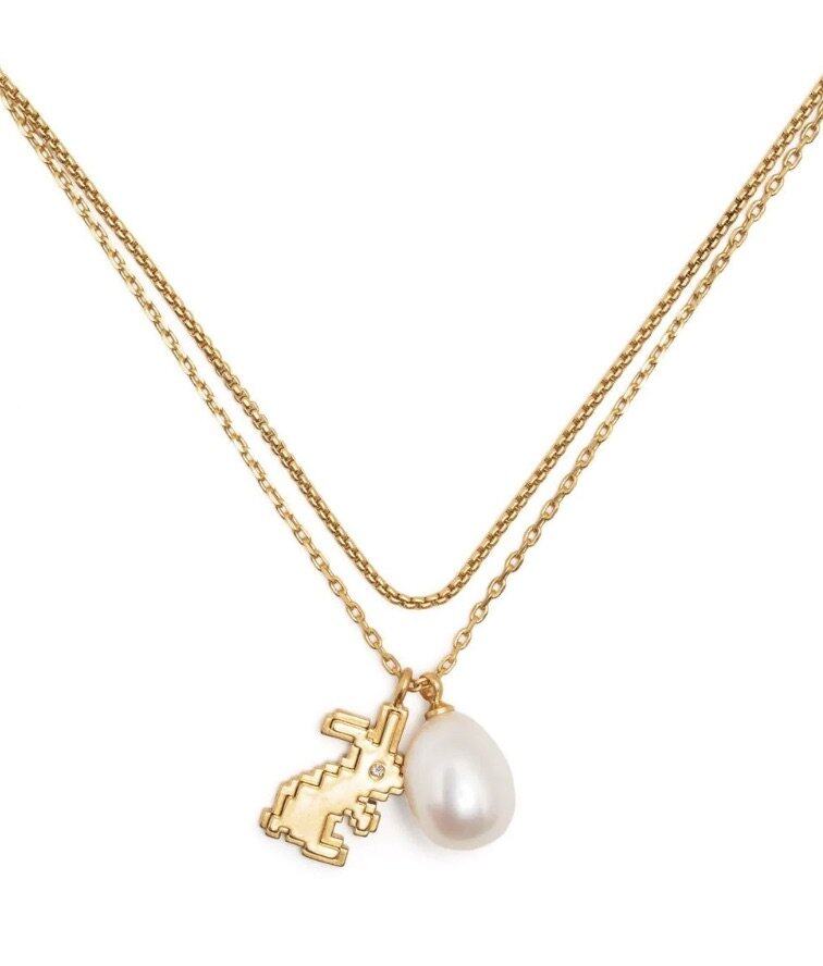Tory Burch Rabbit Double-Strand chain necklace