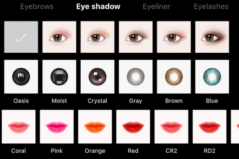 它亦有化妝的功能，唇色、眼影都可以自行決定，還有瞳孔顏色等選項。