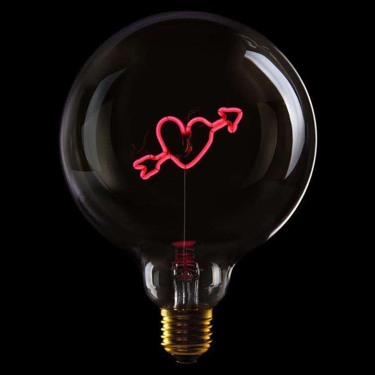 Message in the bulb heart arrow